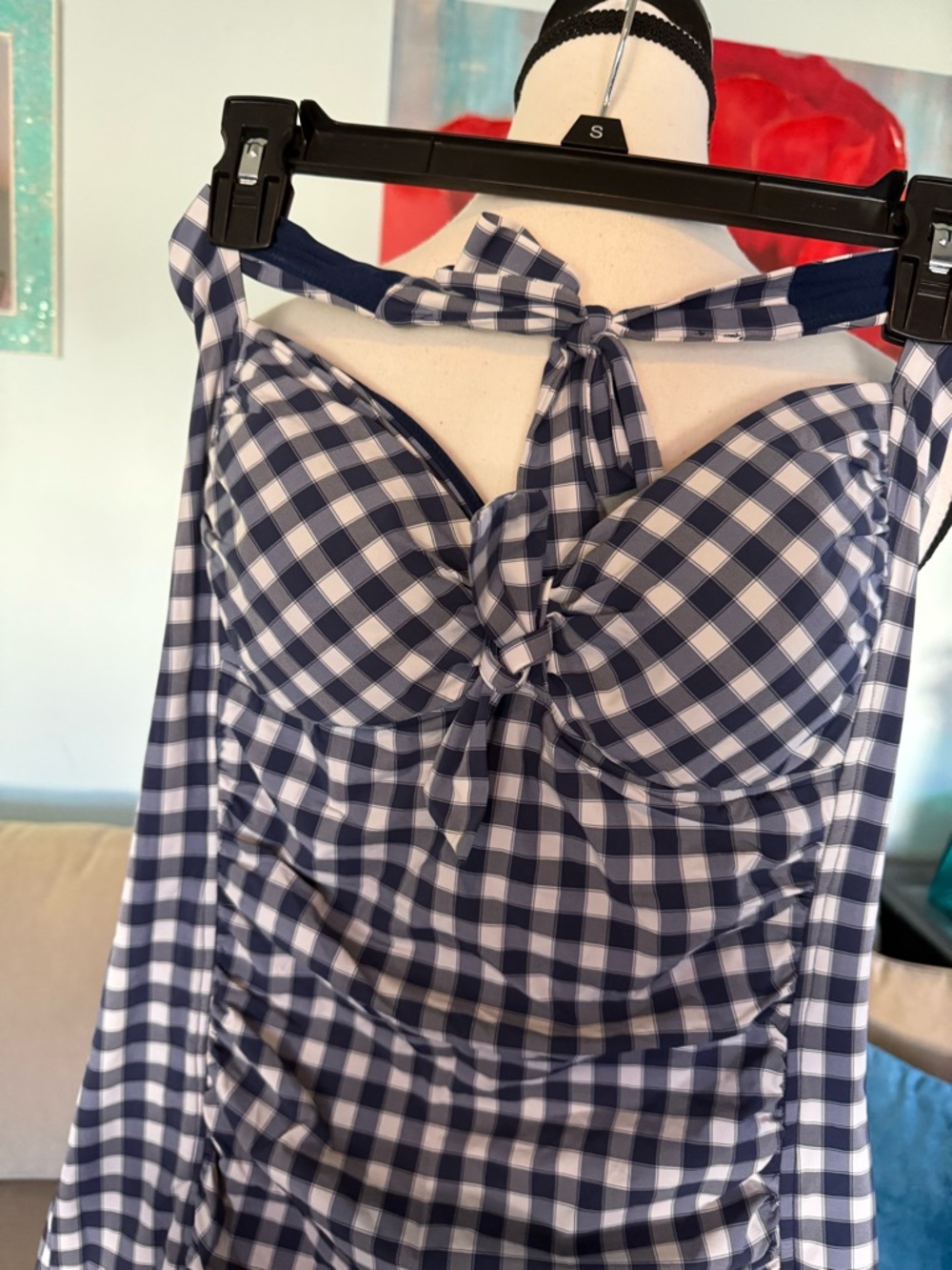 Seafolly Navy and White Gingham One-Piece Swimsuit - Picture 2 of 9